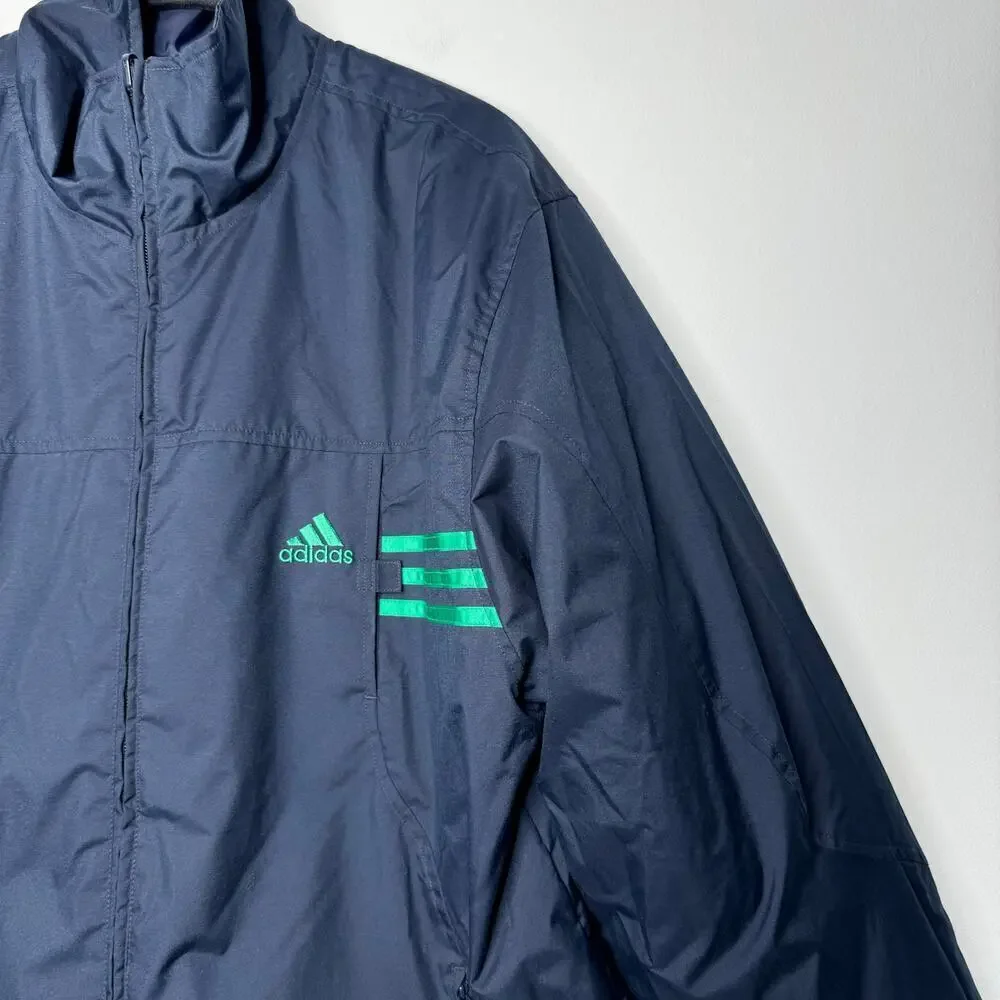 Adidas Vintage 2002 Reversible Puffer Jacket Blue Y2K Oversized Size Large